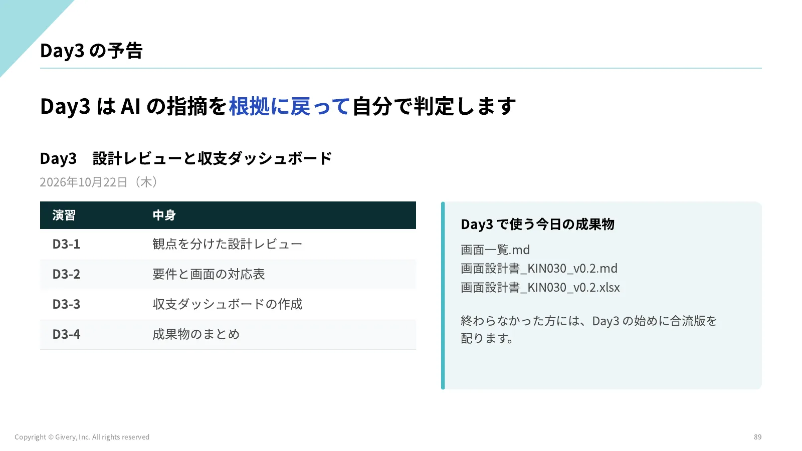 89ページ Day3 の予告
