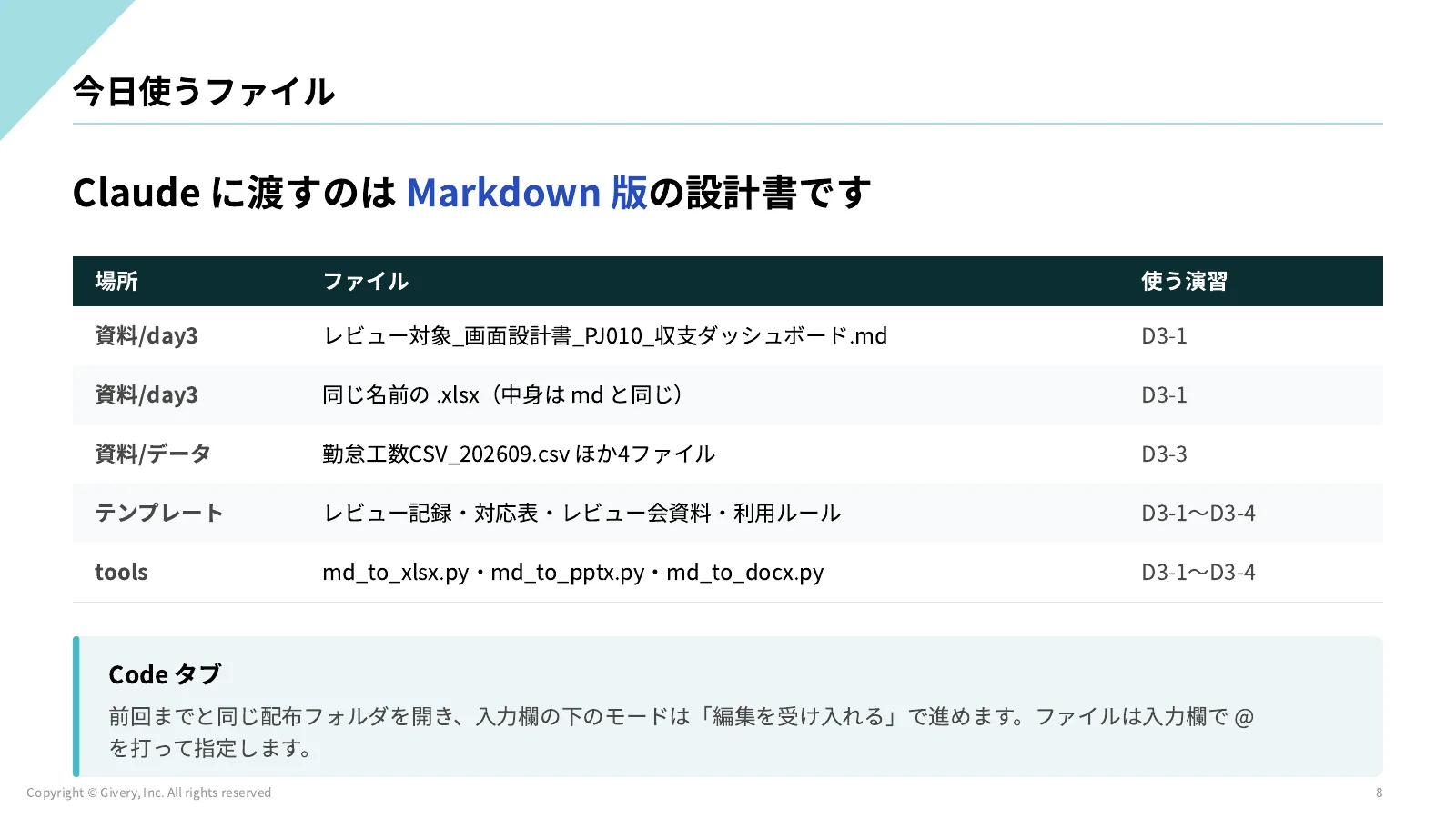 8ページ 今日使うファイル