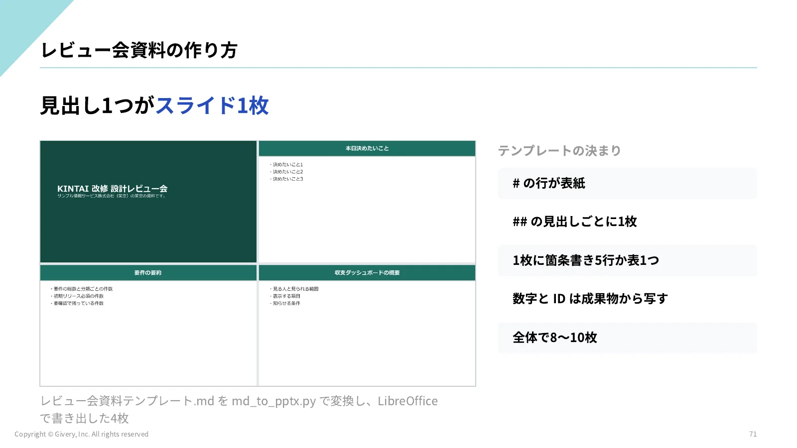 71ページ レビュー会資料の作り方