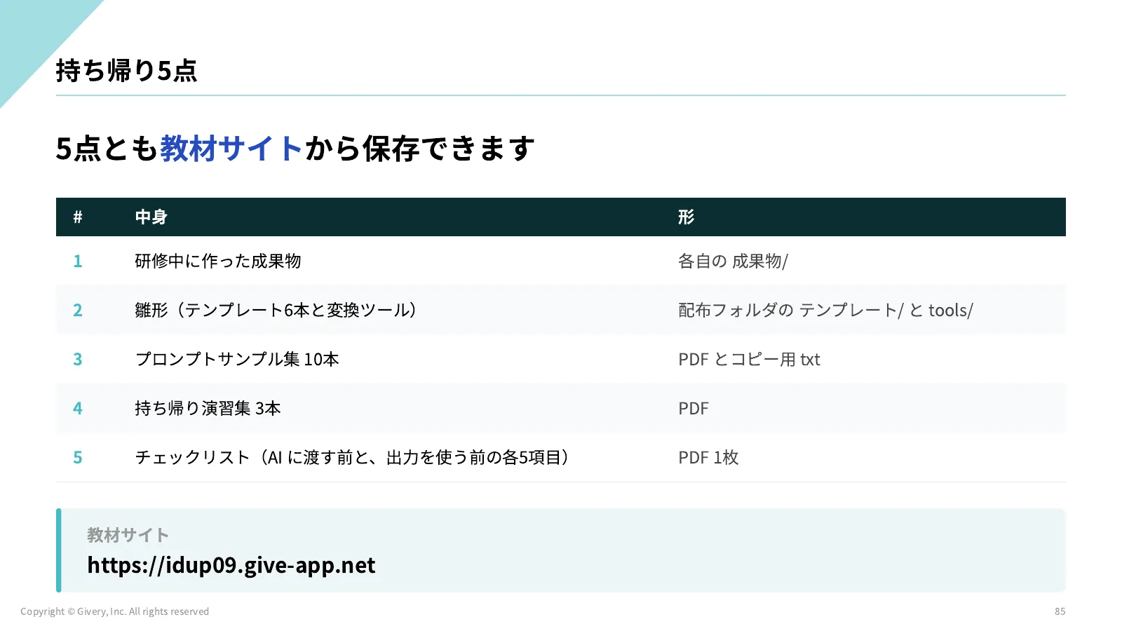 85ページ 持ち帰り5点